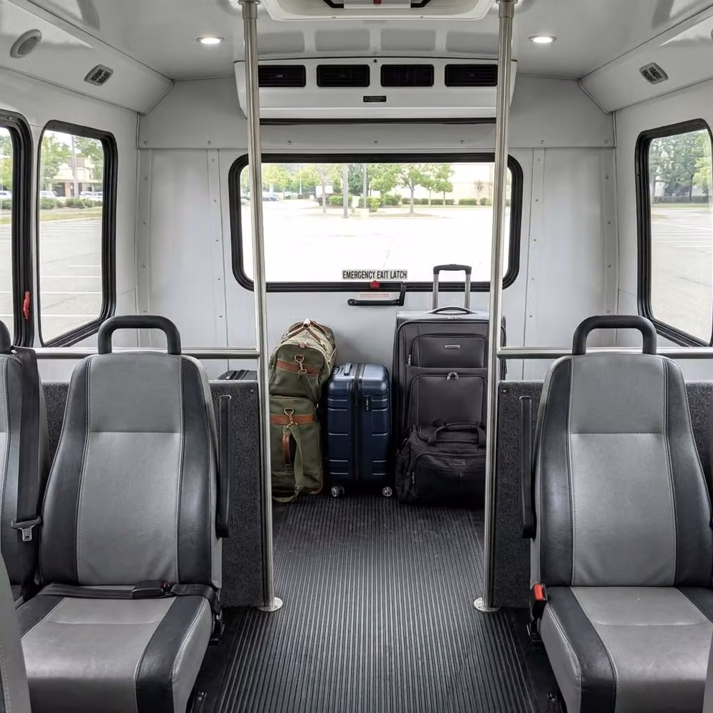 wildomar 28 passenger minibus luggage area