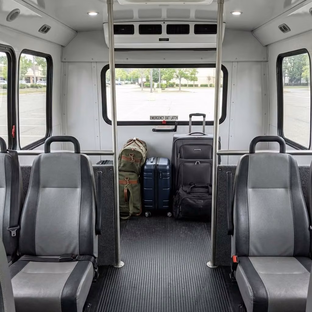 wildomar 30 passenger minibus luggage area