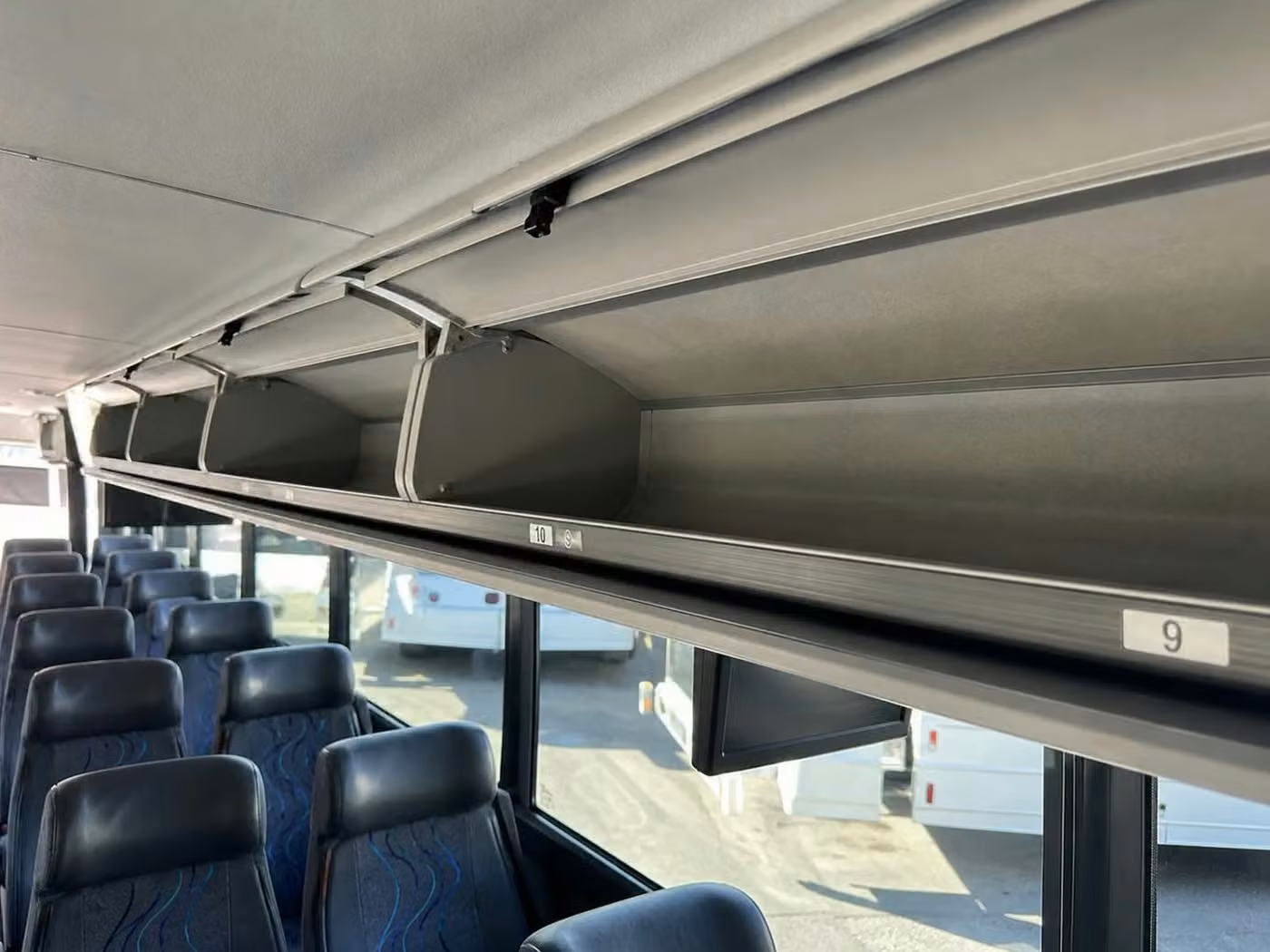 wildomar 56 passenger charter bus overhead storage