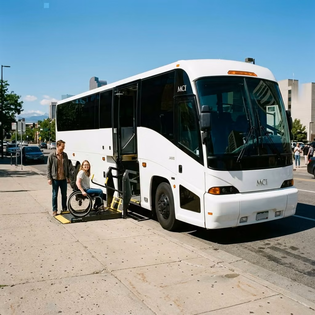 wildomar 56 passenger charter bus wheelchair lift