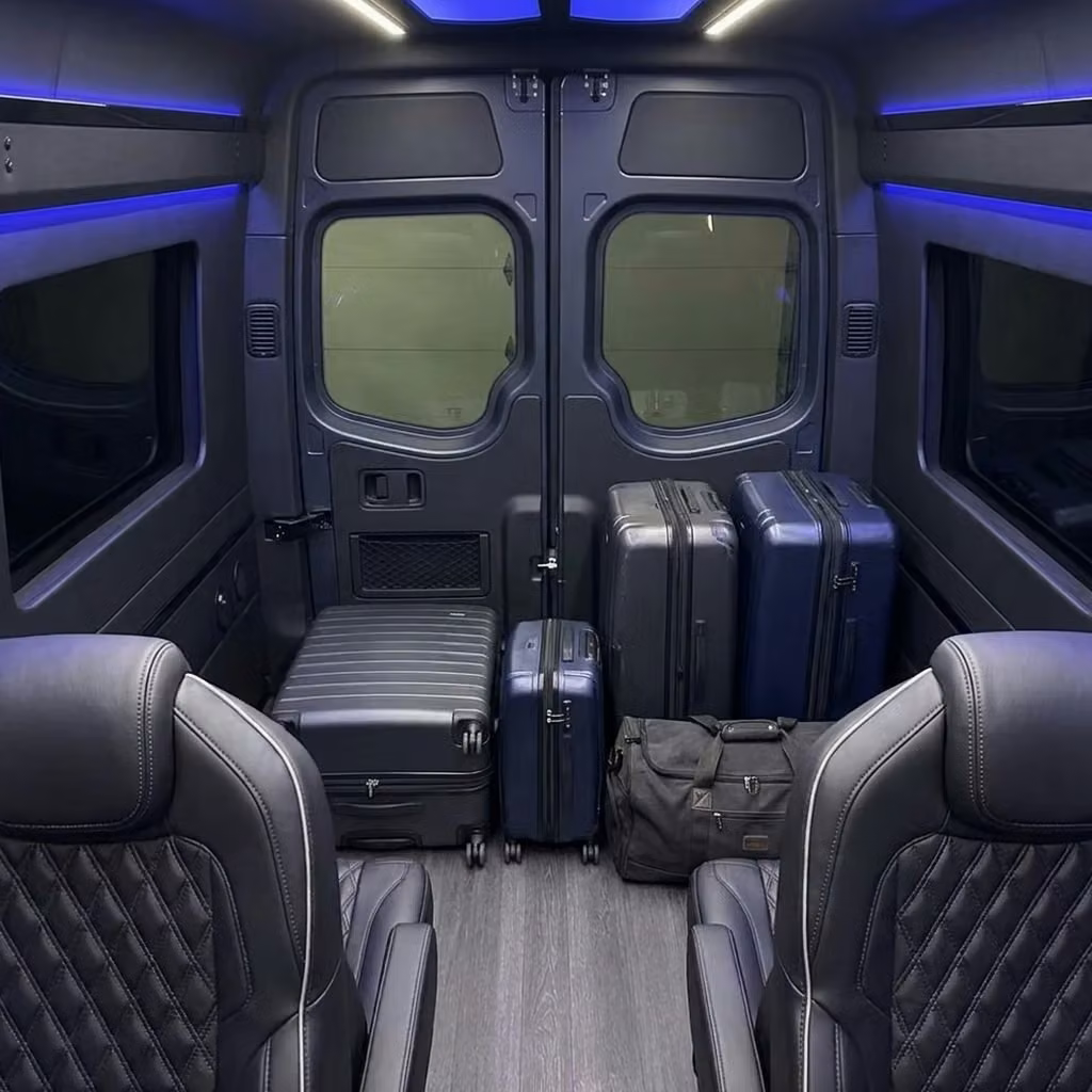 wildomar sprinter van rental with driver luggage area